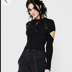 Disturbia Captive Hardware Cut Out Ribbed Jumper